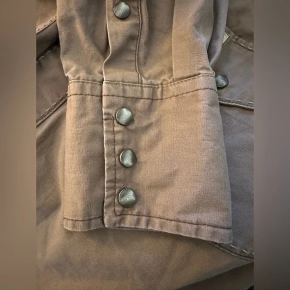 VINTAGE Larry Mahan Western Cowboy Shirt Brown Button-Up Solid Long Sleeve - Picture 6 of 6